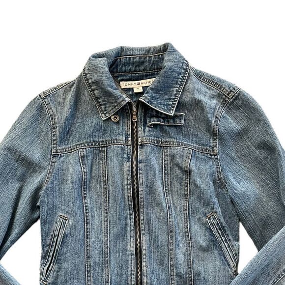 Vintage 90s TOMMY HILFIGER Jean Jacket Size Medium - Picture 9 of 13